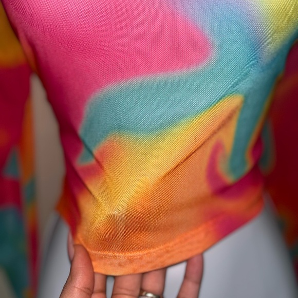 Colorful Abstract Long Sleeve Women's Top - Picture 3 of 3